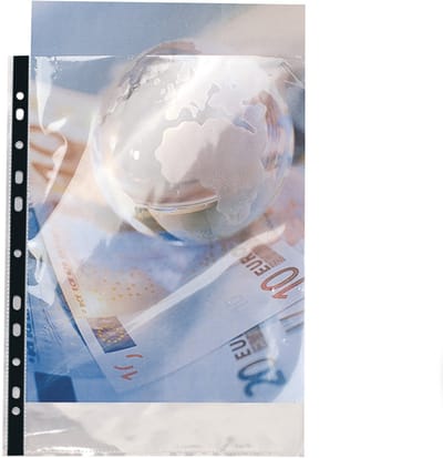 Exacompta 10x Pak van 100 geperforeerde showtassen - gladde PP 9/100ste - A4 - Transparant - 5900E