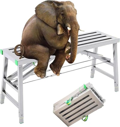 Verstelbaar Werkplatform - Opvouwbare Steiger - Huisdecoratie en Onderhoud - In 5 Hoogtes Verstelbaar - 200x30cm - Zilver