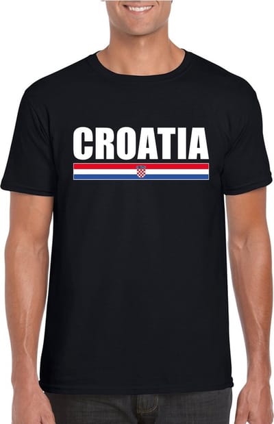 Zwart Kroatie supporter t-shirt voor heren - Kroatische vlag shirts S