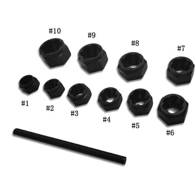 11 STUKS Zeshoekige dop Kort Type Impact Verroeste Beschadigde Moer Bouttrekker Remover Gereedschapsset Familie Without Box