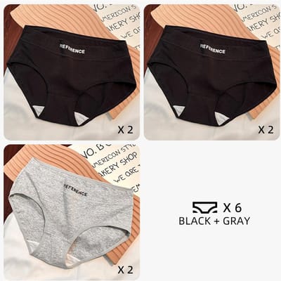 Ensembles de 6 pièces Culottes Antibactériennes en Coton Pur pour Femmes Slips de Sport Haute Élasticité Sous-vêtements Doux Respirants d'Été Lingerie M 40-50kg&6pcs white