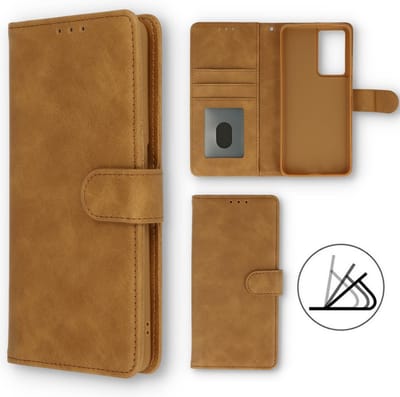 HB Hoesje Geschikt voor Samsung Galaxy S21 - Licht Bruin - Luxe Kunstlederen Portemonnee Book Case