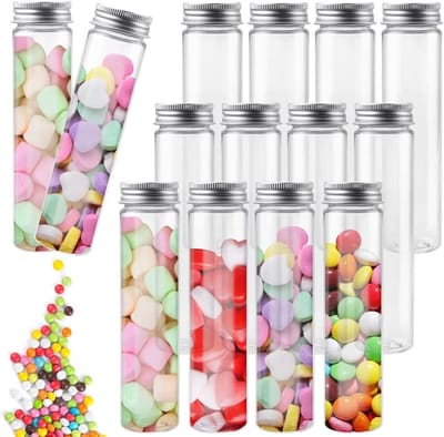 Set van 12 Transparante Laboratorium Testbuizen met Schroefdoppen, 80 ml, Geschikt voor Sweets, Beads en Bloemen