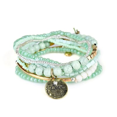 Jomide Armbandjes set - Bohemian Vintage - Lichtgroen