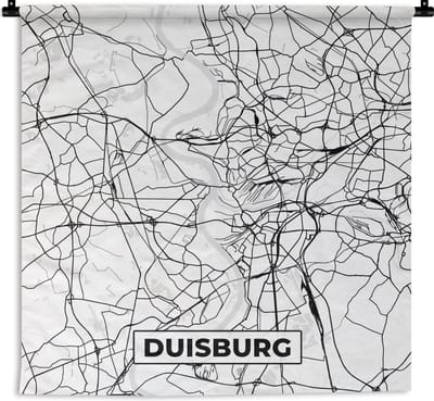 Wandkleed - Wanddoek - Duisburg - Plattegrond - Kaart - Stadskaart - 180x180 cm - Wandtapijt
