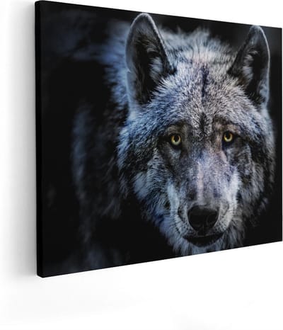 Artaza Canvas Schilderij Wolf - 100x80 cm - Groot - Wanddecoratie Dierenkop - Muurdecoratie Dieren - Schilderijen Op Canvas