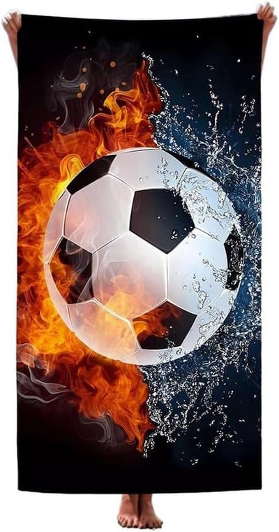 Strandhanddoek Voetbal - Badlaken Sport - Zwemmen Reizen - Sneldrogend Lichtgewicht - 140 x 70 cm - Veelkleurig