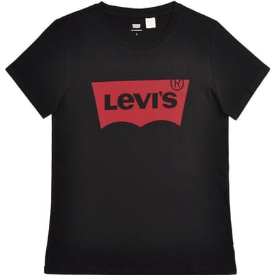 Levis Logo Print Ronde Hals Korte Mouw T-Shirt Dames tops Zwart 17369-0201 S red