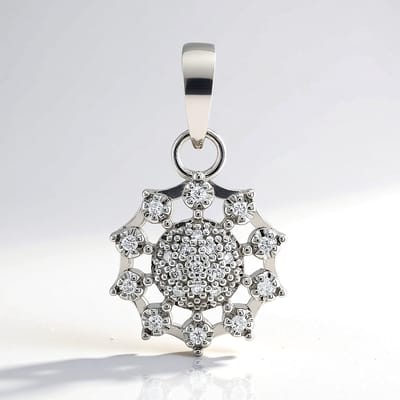 Cavill - Zilveren hanger - 925 Sterling zilver - 0,152 ct I1 G Afrikaanse diamanten - Ronde briljant - Filigraan bloemvorm met pavé en prong zetting