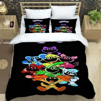 3D Cartoon S-smiling critters Beddengoedsets Exquise bedbenodigdhedenset Dekbedovertrek Dekbedset Beddengoedset Luxe Verjaardagscadeau EU single(135x200cm)