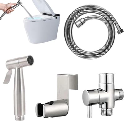 Bidet slang - Douche toilet - Intieme hygiëne - Roestvrij staal - 1.5 meter slang - Zilver