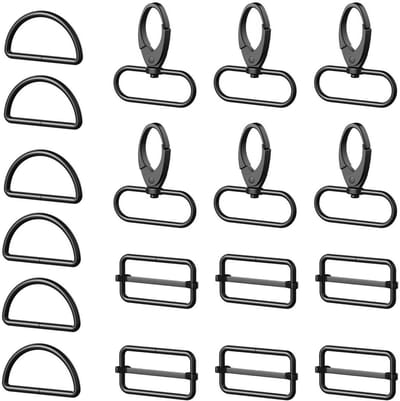 Set van 18 Naaigerei Accessoires met Draaibare Carabiner Haken, Sleutelhangers en Riemhaken voor Tassen en Hondenhalsbanden