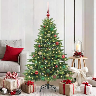 vidaXL - Kunstkerstboom - met - 150 - LED - met - standaard - Groen - 150 - cm - PE - en - PVC