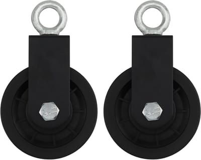 2 Stuks 90mm Kabelpulley met U-houder, Kabelrol voor Fitness, Blokrol voor DIY Gym Apparatuur, Geschikt voor Kabelmachines en Draadrollen, Belastbaarheid tot 160kg