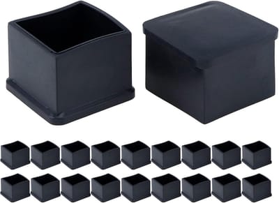 20x Vierkante Stoelpootdoppen Rubber | Voor Vierkante & Rechthoekige Poten | Zwarte Vloerbeschermers