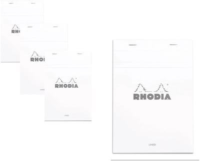 Rhodia Notitieblok - Schrijfblok - N16 - Gelinieerd - A5 - 80g - Wit - 80 vel - 10 stuks