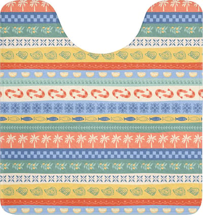 WC mat met uitsparing 55x60 cm - Antislip - Strepen - Patroon - Zomer - Toiletmat met uitsnijding - Vloermat - Douchemat - Toilet tapijt - Toiletmatten