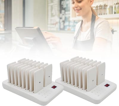 Restaurant Pager Systeem - Draadloos Oproepsysteem - Gasten Oproepen - Lange Afstand - 16 Pagers - Zwart
