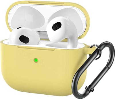 Hoesje Geschikt voor Apple Airpods 3 hoesje Silicone Case Geel - Hoesje Geschikt voor Apple Airpodss 3 Case Siliconen Hoes - Hoesje Geschikt voor Apple Airpodss 3 Hoes Cover