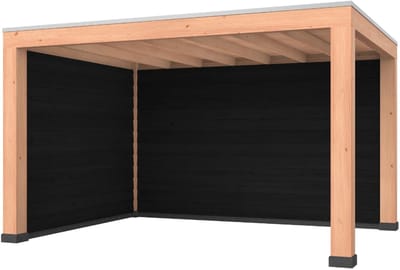 Douglas overkapping, 400 x 300, met zwarte achterwand en zijwand, Westwood Modern Plus