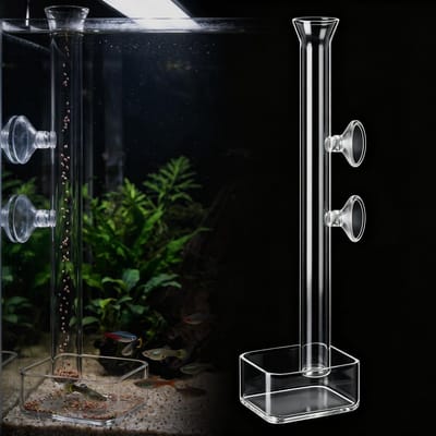 Dailygoods- Voedertube 30 cm - Voederschaal - Garnalenvoer - Bodemdieren - Krasbestendig - Hoogwaardig borosilicaatglas - Voederdispenser