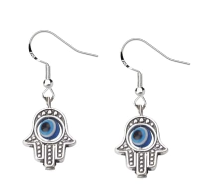 Lange oorbellen- Bleu Turks eye- Fatima-Charme Bijoux