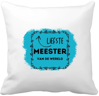 Akyol - liefste meester van de wereld Kussen hoes - Meester - de liefste meester - verjaardag - cadeautje voor meester - meester artikelen - kado - geschenk - 40 bij 40 cm
