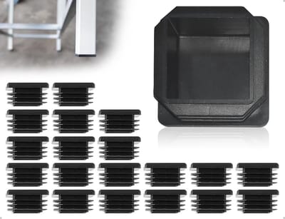 20 Plastic Slats Caps voor Vierkante Buizen - Eindkappen voor Stalen Buizen en Meubels (Zwart, 30 x 30 mm)