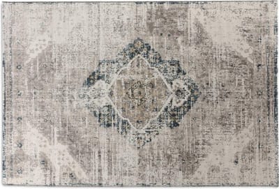 Lifa Living - Vloerkleed - Vintage - Beige/Donkerblauw - Poolhoogte: 5 mm - Oosters - 80 x 150 cm