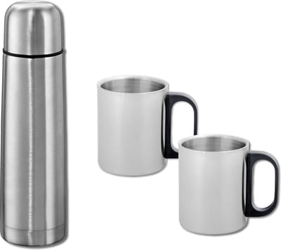 Discountershop® RVS Thermosfles 1.0 liter met 2 bekers