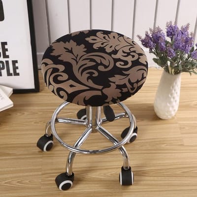 1pc Housse De Chaise ronde amovible Housse De tabouret De Bar housse De tabouret en Polyester housses De protection coussins De siège couleur unie Housse De Chaise 1 Pc (22-33cm) black