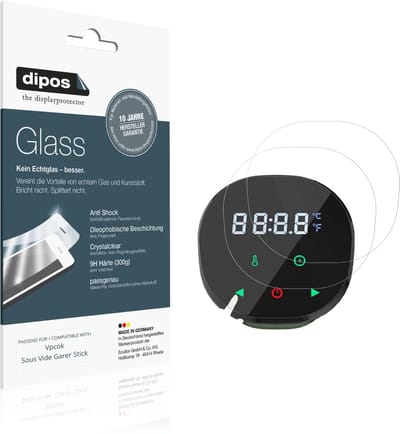 dipos – 2x Pantserfolie geschikt voor Vpcok Sous Vide Garer Stick | 9H Screenprotector