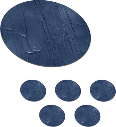 Onderzetters voor glazen - Rond - Verf - Patronen - Blauw - 10x10 cm - Glasonderzetters - 6 stuks