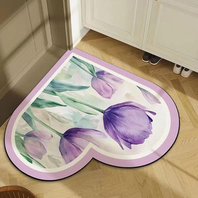 Tapis d'entrée en forme de cœur Tapis de porte d'entrée de style Ins Tapis de sol antidérapant et résistant aux taches Foyer Absorbe l'eau et frotte les pieds Tapis de porte de maison 80 * 80CM