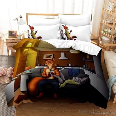 Cartoon Zootopia Zootropolis 3D-geprint Dekbedovertrekset HD Dekbedovertrek Beddengoed voor Kinderen Beddengoedsets Slaapkamerdecor US King 260x229cm