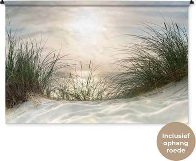 Wandkleed - Wanddoek - Zand - Gras - Zon - 180x120 cm - Wandtapijt