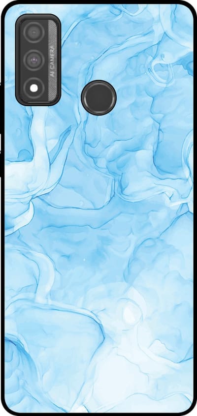 Smartphonica Telefoonhoesje Geschikt voor Huawei P Smart (2020) met marmer opdruk - TPU backcover case marble design - Lichtblauw geschikt voor Huawei P Smart (2020)