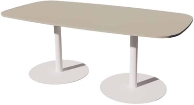 Linesto Vergadertafels Deens Ovaal 200cm breed 100 cm diep Framekleur Wit Bladkleur Lichtgrijs