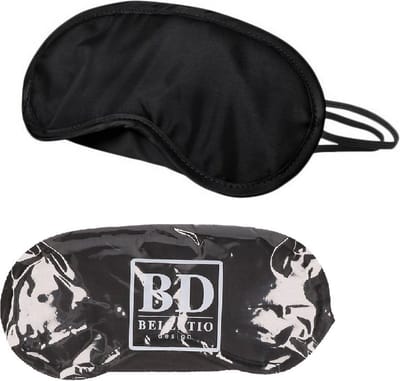 Bellatio Design Slaapmaskers - oogmaskers - microfiber - one size fits all - zwart - elastiek - reismaker - 18 x 9 cm