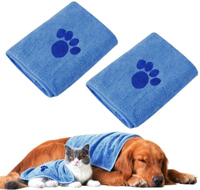 Dailygoods- Hondenhanddoeken Set van 2 - Extra Absorberend - Microvezel - Sneldrogend - 75 x 35 cm - Zachte Textuur - Dierenhanddoeken