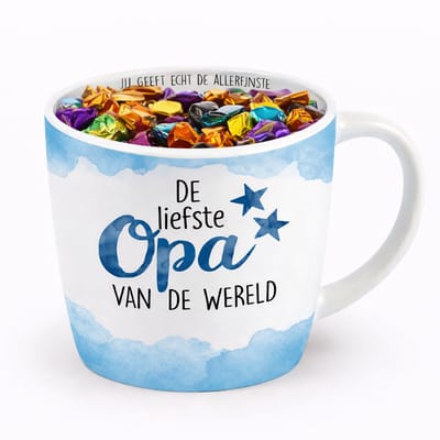 Opa - Mok Keramiek - Toffeemix - Zijden lint: "Speciaal voor jou"