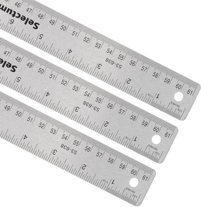 Allecto - Roestvrijstalen liniaal - Dubbelschalig - Antislip