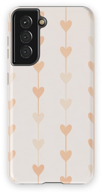 Tough Hoesje met Hartjes Samsung Galaxy S21 | Little Love Tough Case Geschikt voor Mag | Hartjes Print Backcover Samsung Galaxy S21 Vertical Hearts