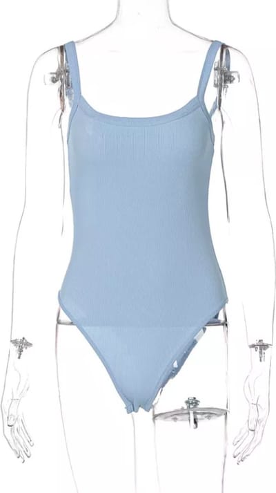 New Age Devi - "Body {in Vintage Stijl} - {Bodysuit} - {Blauw} - {Maat S}"