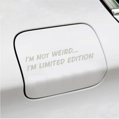 Bumpersticker - Im Not Weird - 4 X 20 - Zilver