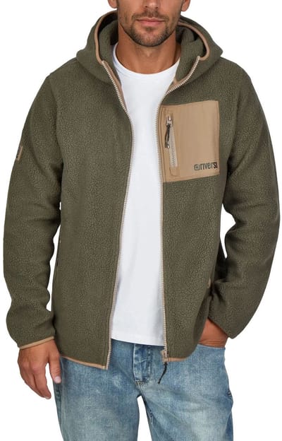 riverso Heren Jas RIVLennox regular fit Olijf 4XL Volwassenen Teddy fleece hoodie | Teddy jas