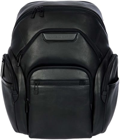 PORSCHE DESIGN Leren vrijetijdsrugzak rugzak met laptopvak Roadster Evo Backpack Black zwart