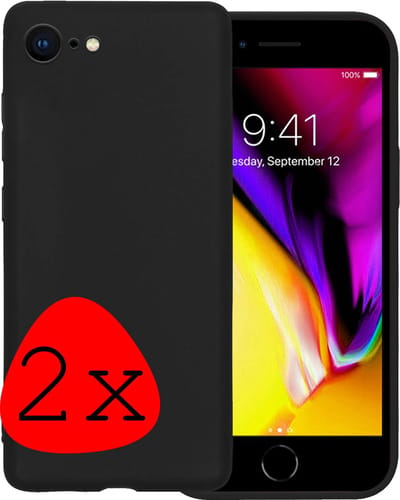 Hoes - 2 Stuks - Geschikt voor Apple iPhone 7 - Sterk & Shockproof - Case Siliconen - Back Cover - Telefoon Hoes - Zwart