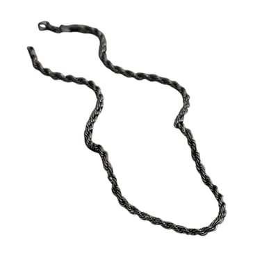 Livano Ketting - Heren - Staal - Nep zilver - Met Hanger - Zwart - 50cm