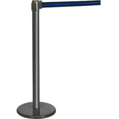Afzetpaal met trekband antraciet, trekband zwart/blauw